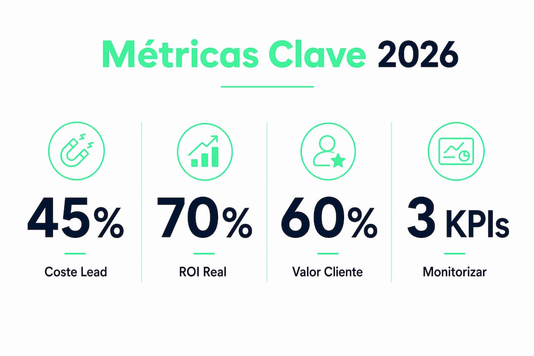 Infografía con los principales indicadores de marketing digital para 2026