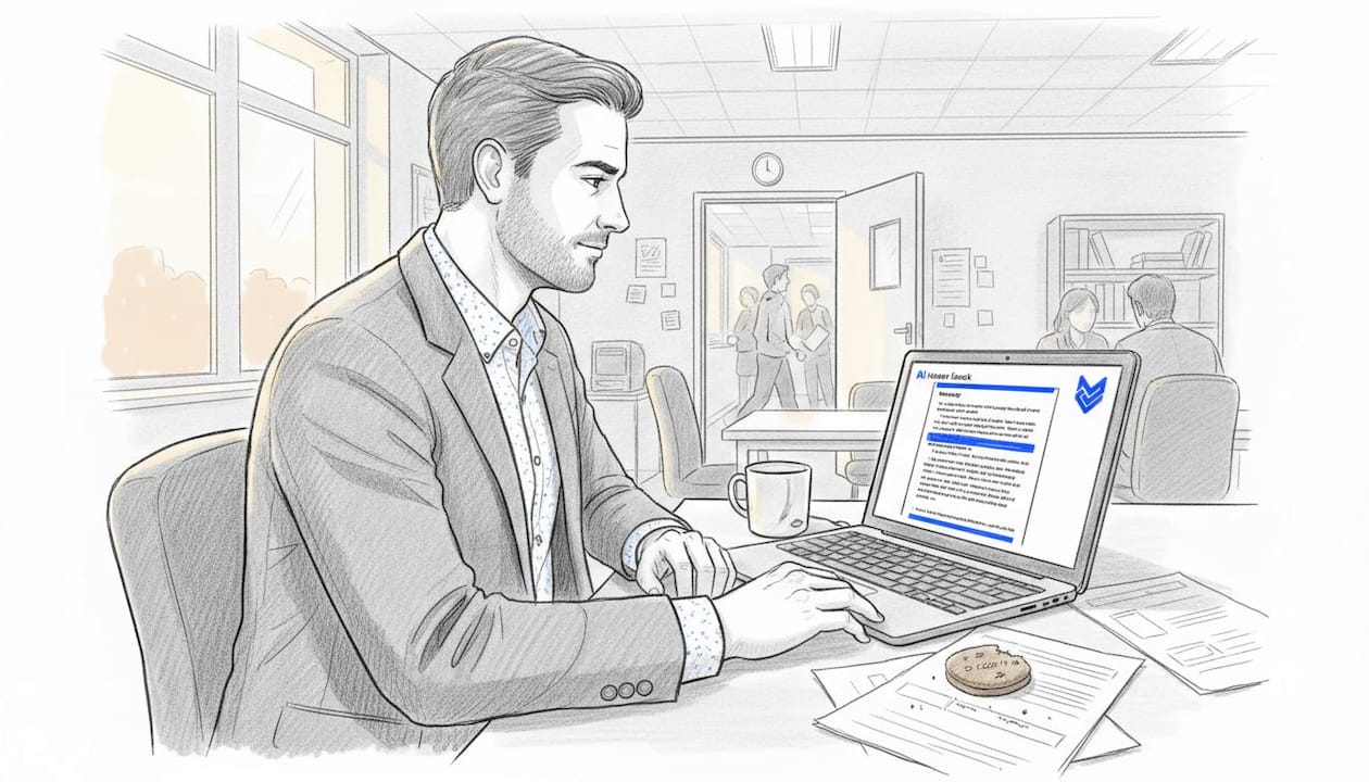 Teacher reviews student essay with AI feedback