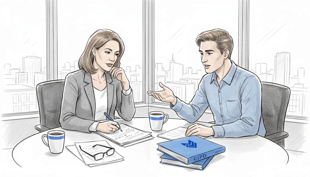 HR manager taking feedback notes in office