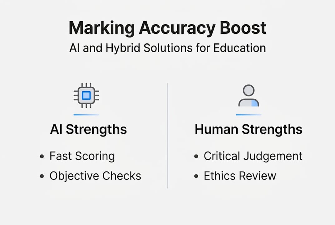 Infographic showing AI and human marking strengths