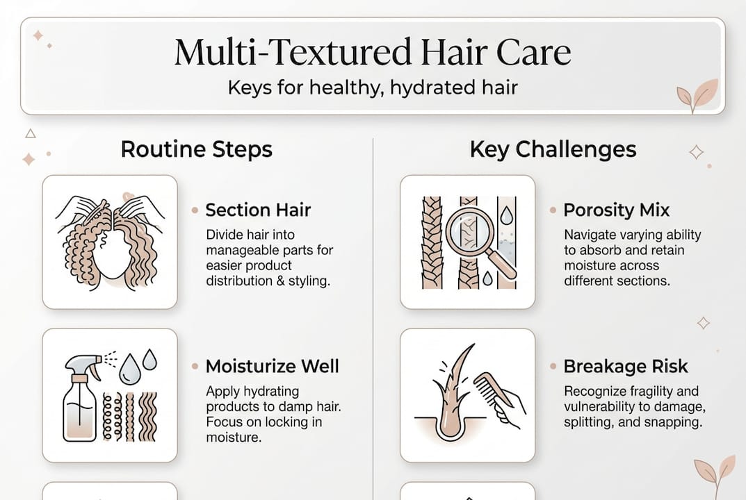 Infographic showing care keys for multi-textured hair