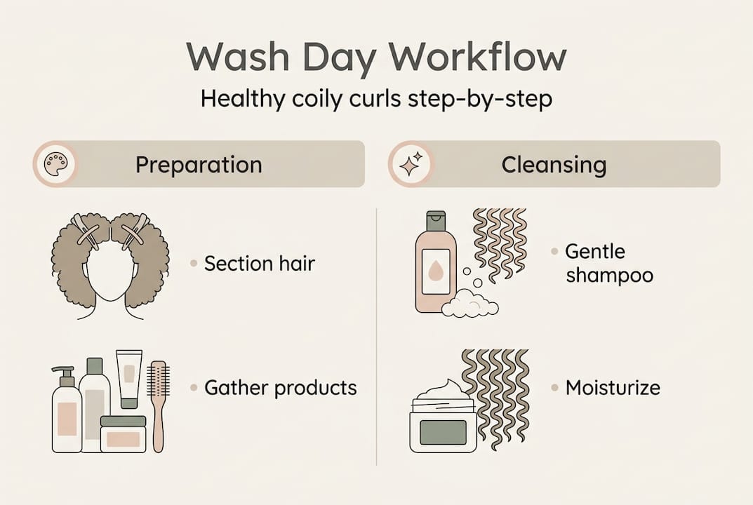 Infographic with wash day workflow steps
