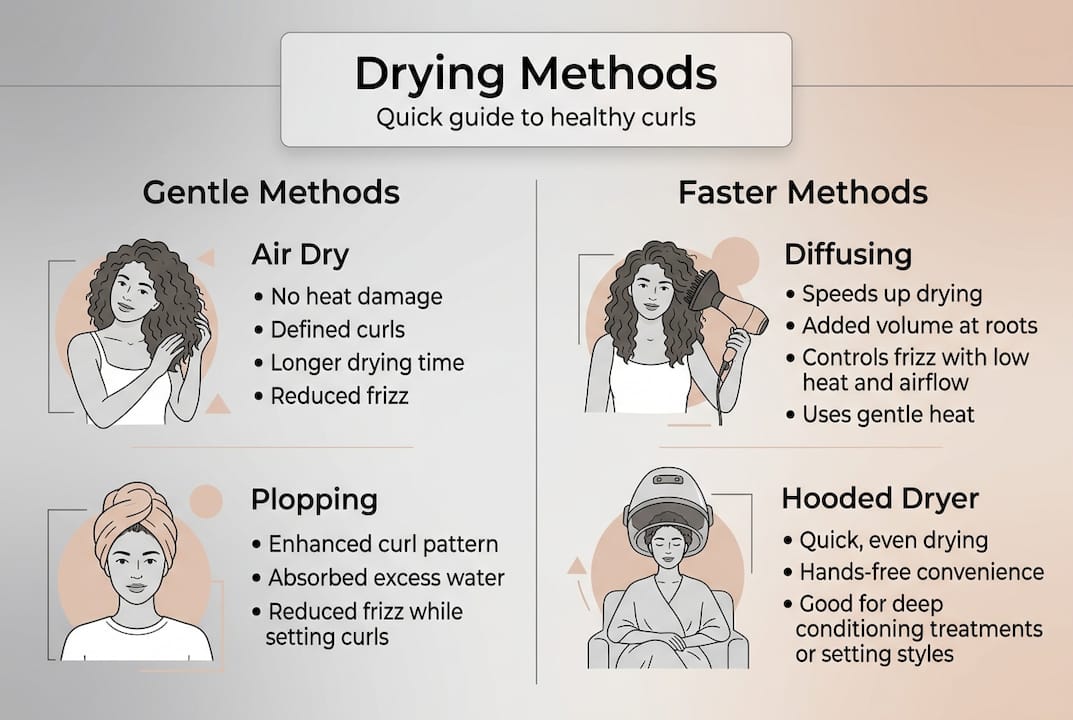 Infographic compares curly hair drying options
