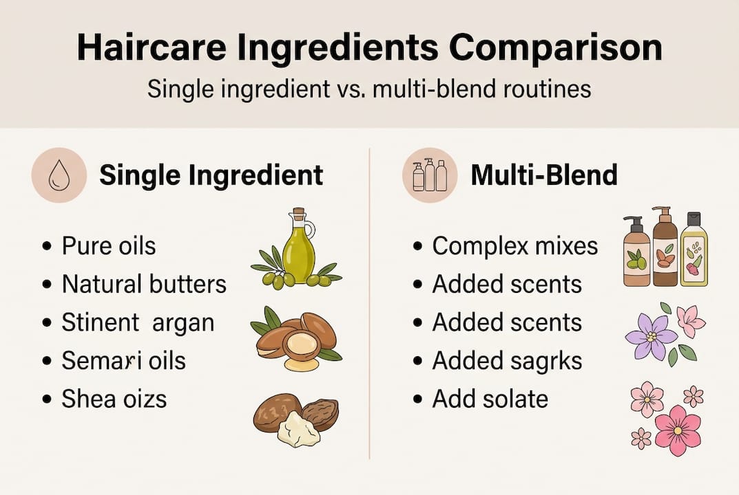 Infographic comparing single and multi-ingredient haircare