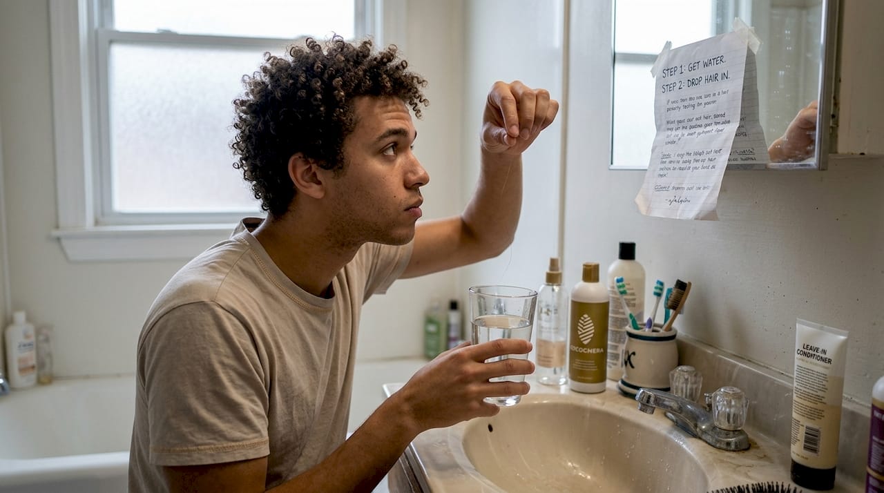 Testing hair porosity with water glass