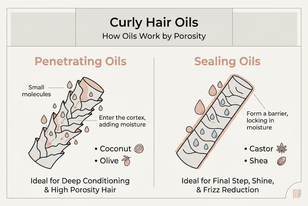 Infographic on oil types for curly hair
