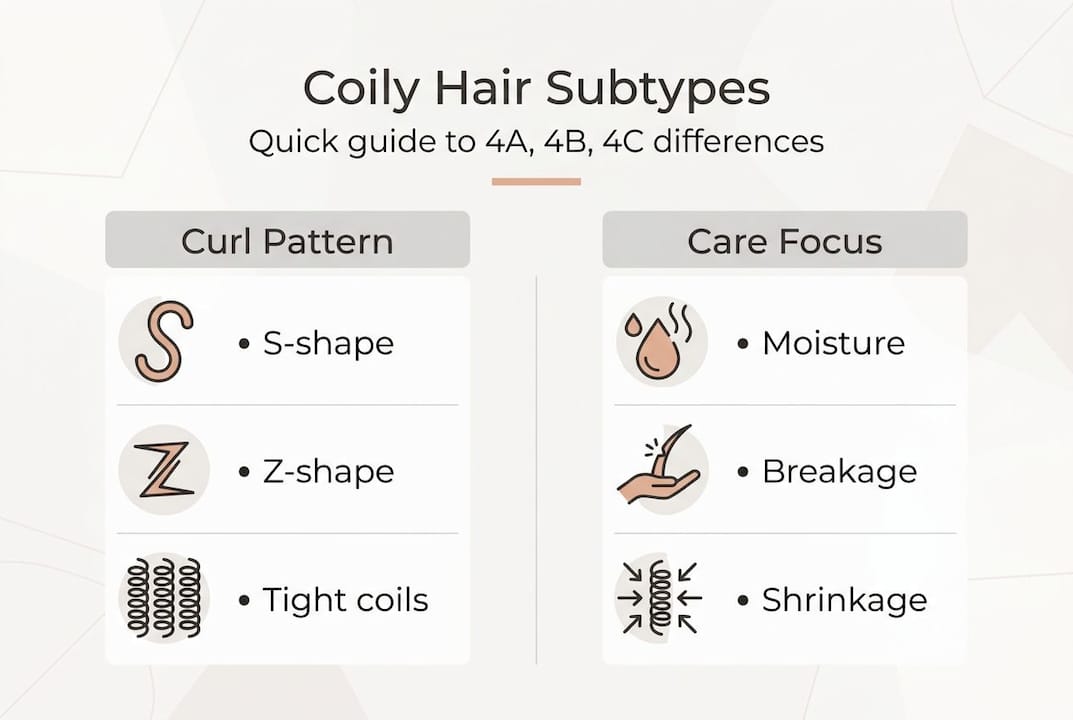 Infographic comparing coily hair subtypes