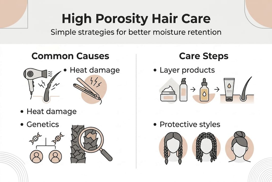 Infographic on high porosity hair care steps