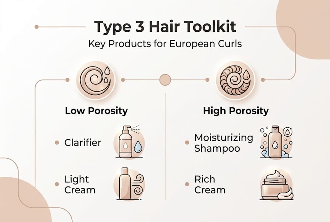 Infographic toolkit for European type 3 hair