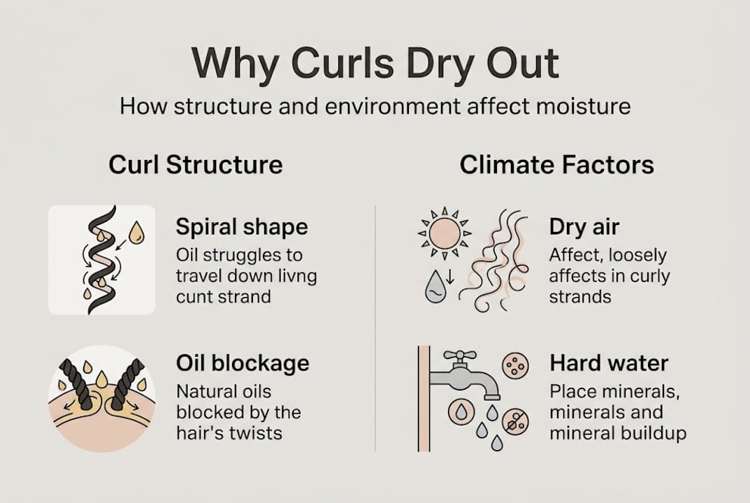 Infographic explaining curl dryness causes