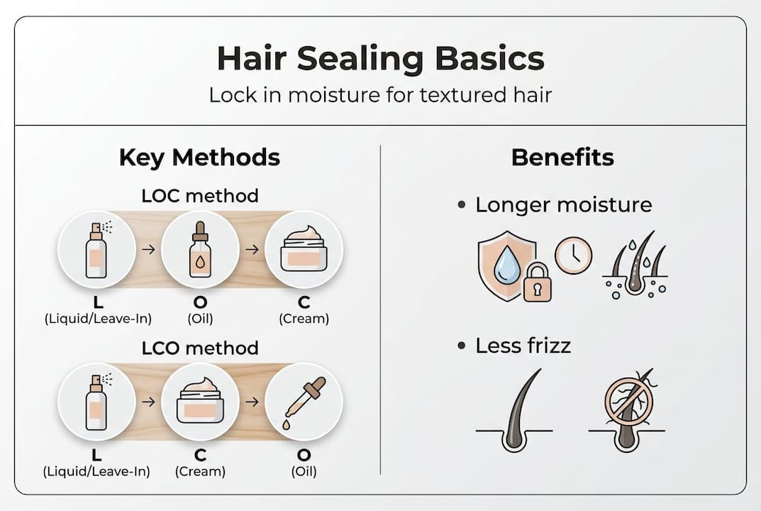 Infographic showing hair sealing methods and benefits