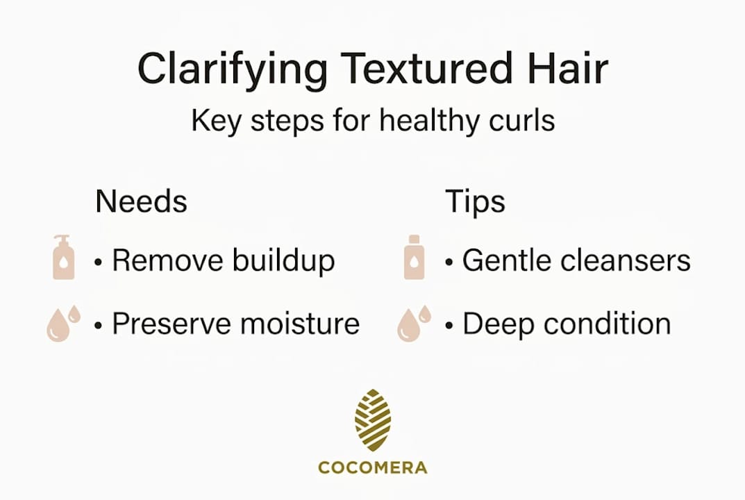 Infographic outlining textured hair clarifying process