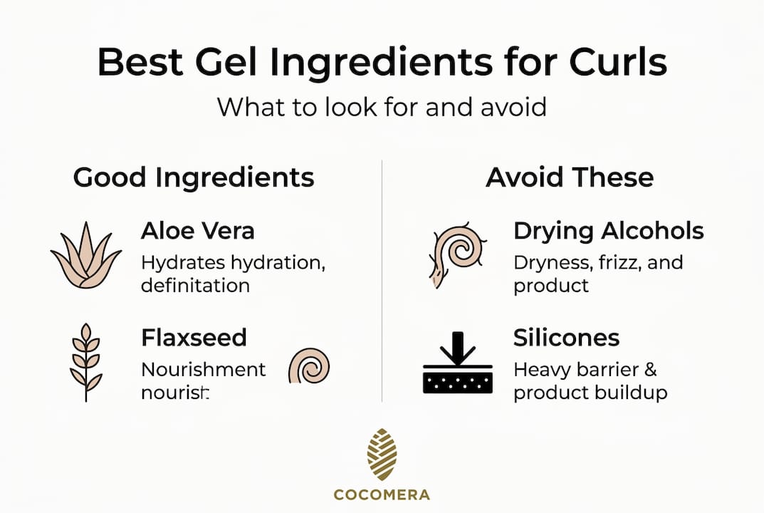 Infographic showing gel ingredients for curls