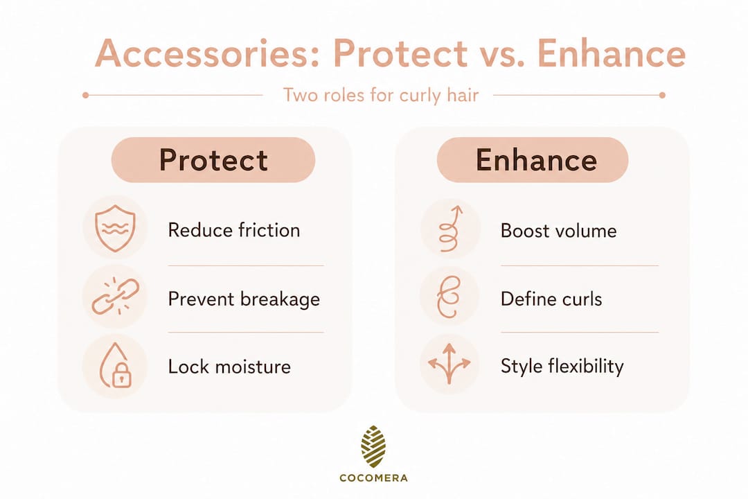Infographic comparing curl protection and enhancement accessory roles