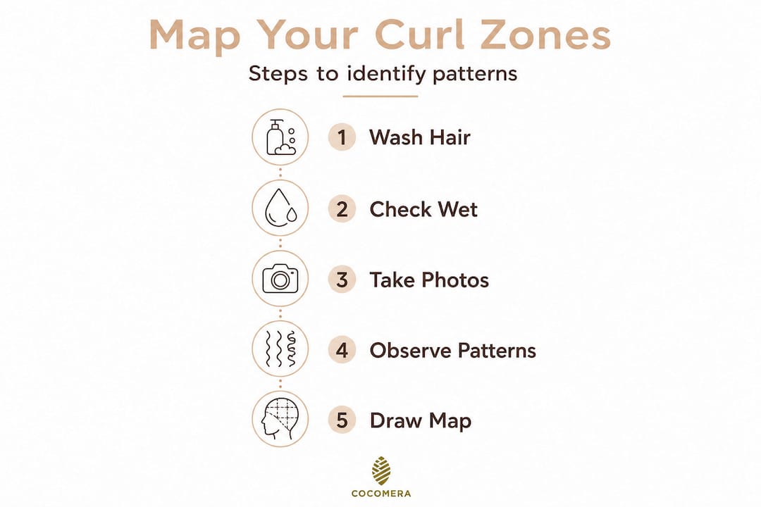Infographic mapping steps for curl zone identification