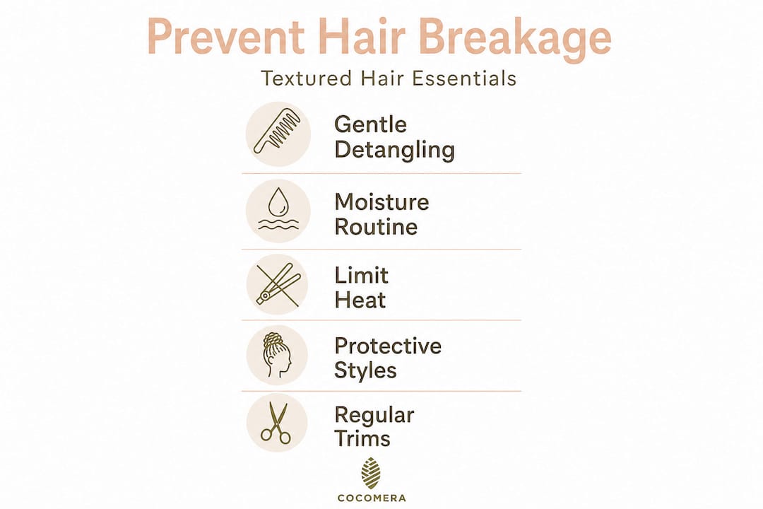 Infographic of five key steps for textured hair care