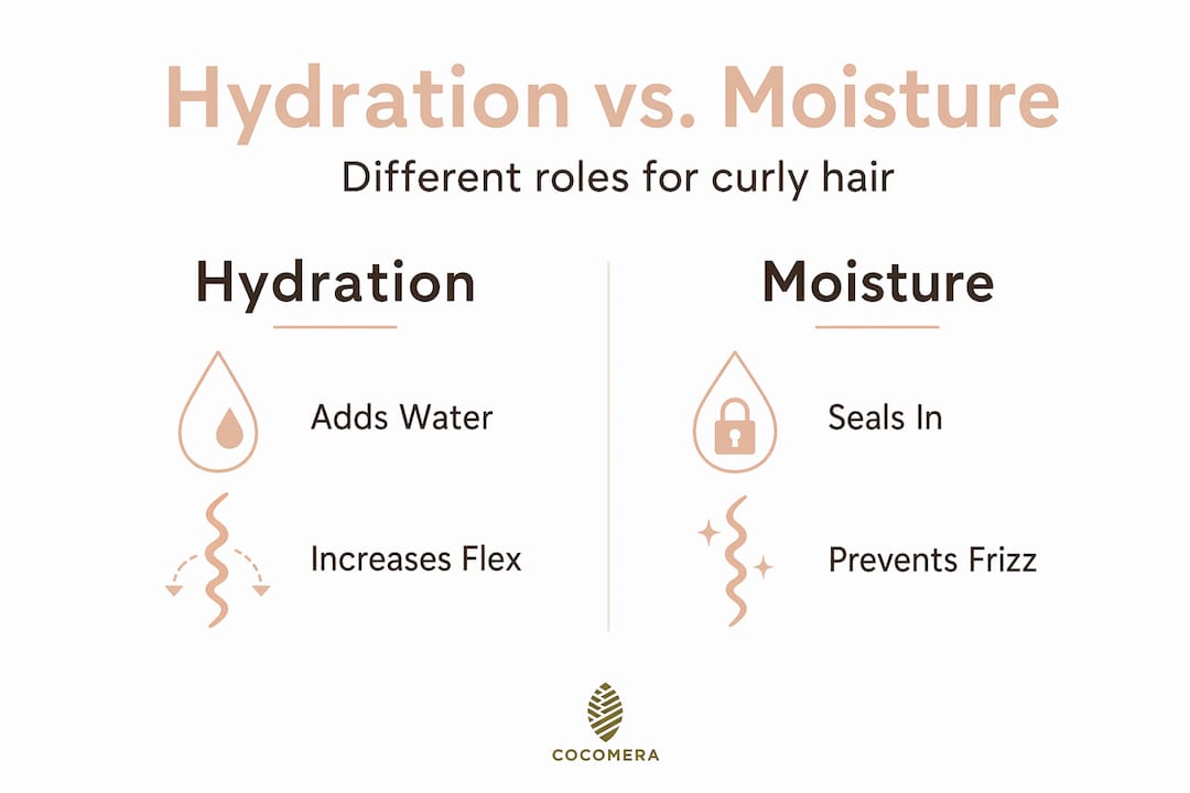 Infographic compares hydration versus moisture roles