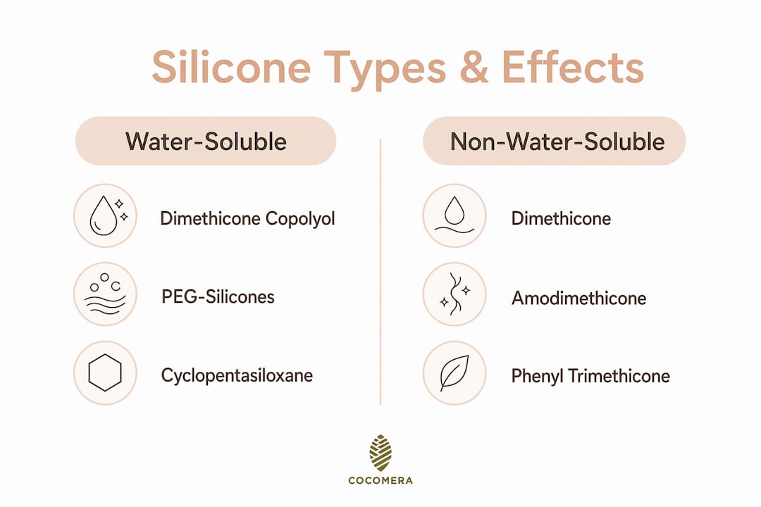 Infographic comparing silicone types for textured hair