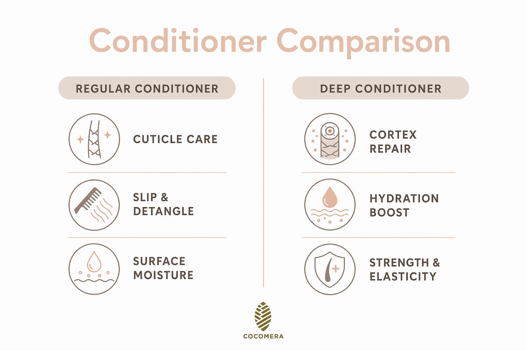 Infographic comparing regular and deep conditioners