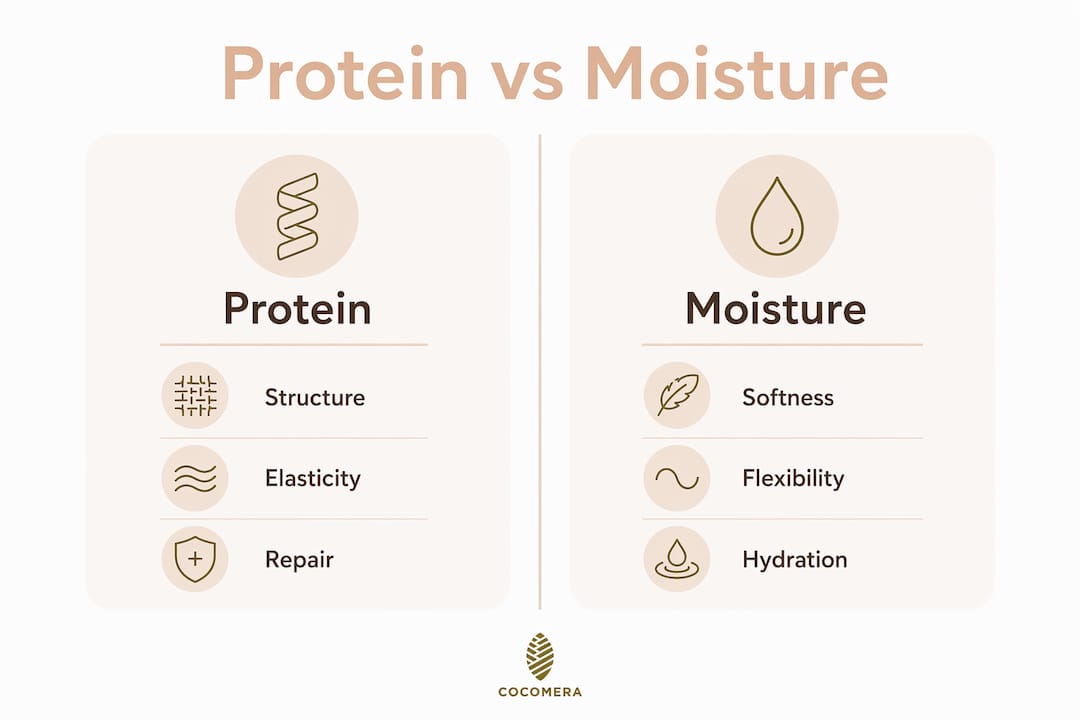 Infographic comparing protein and moisture in curls