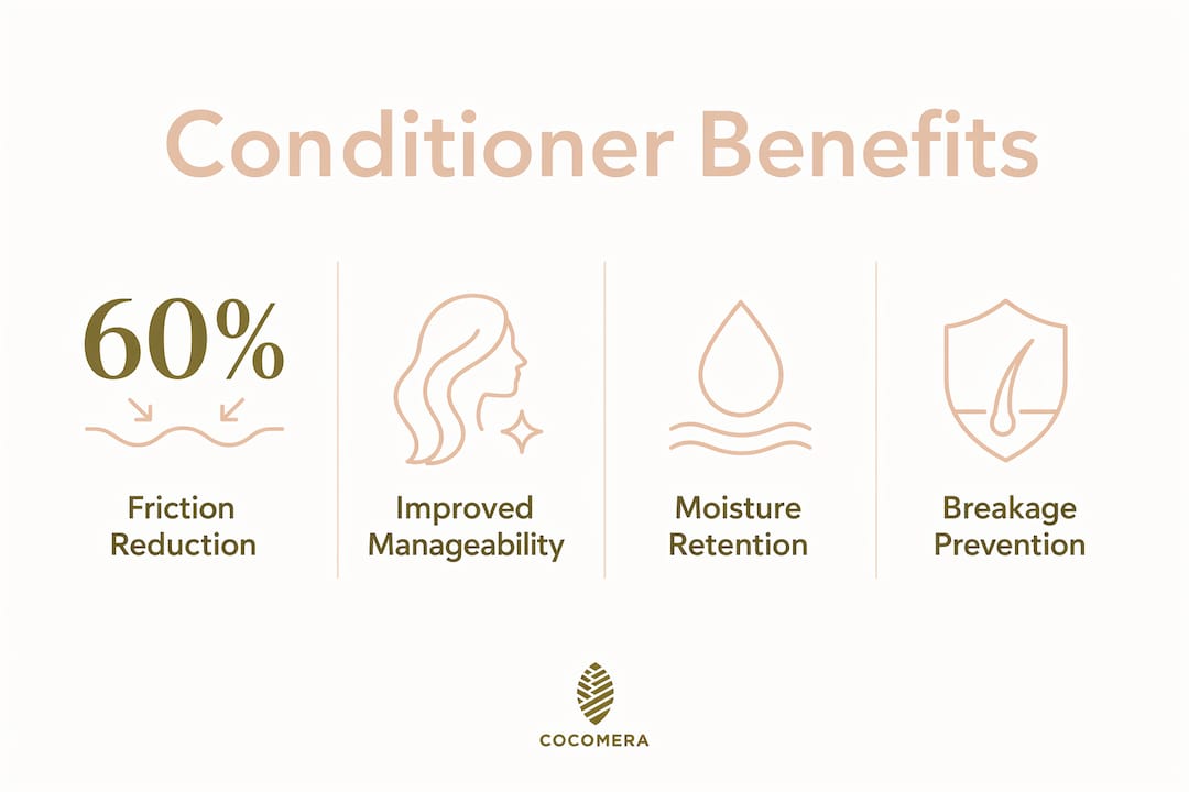 Infographic showing key benefits of conditioners for textured hair