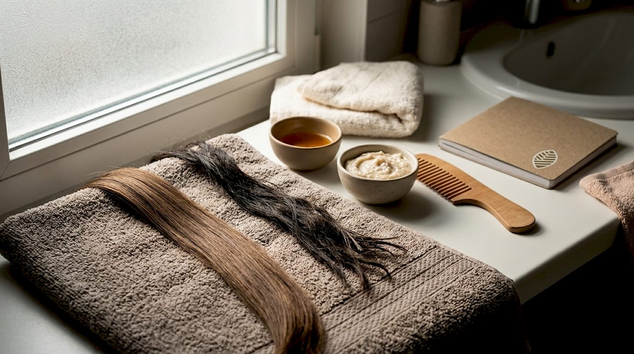 Comparison of healthy and damaged hair strands with products