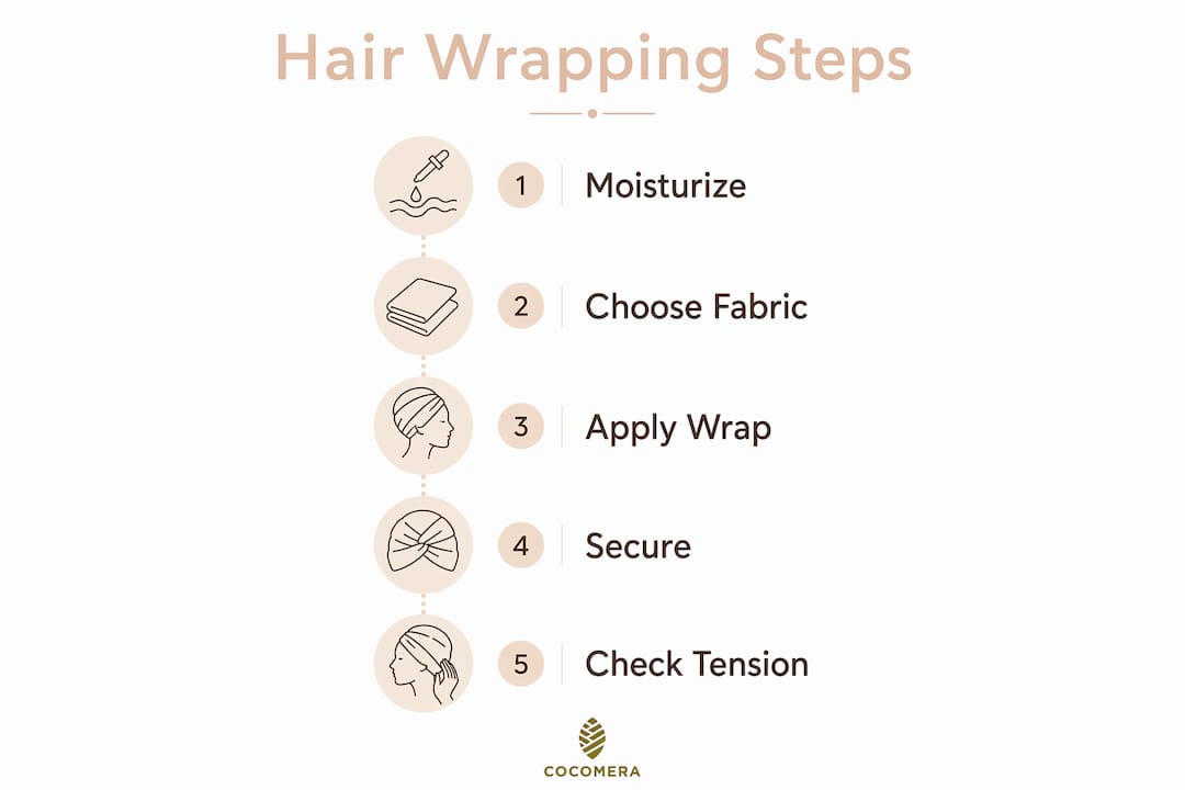 Infographic showing hair wrapping step-by-step process