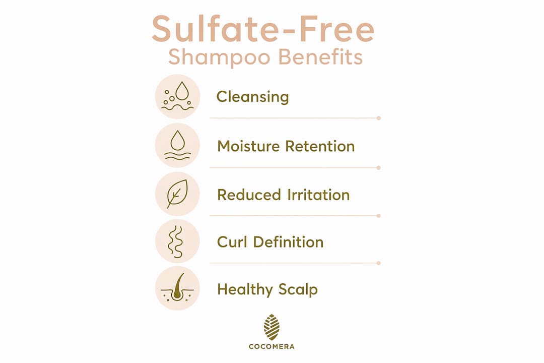 Infographic showing key benefits of sulfate-free shampoo