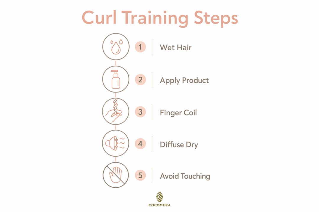 Infographic illustrating steps in curl training