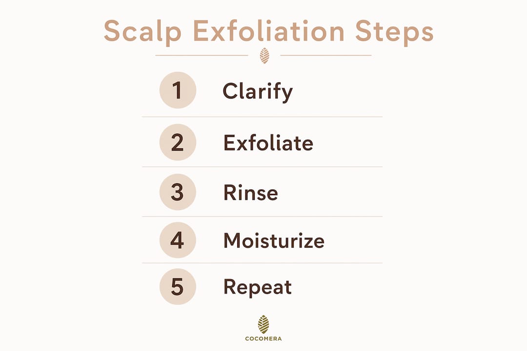 Infographic showing scalp exfoliation steps
