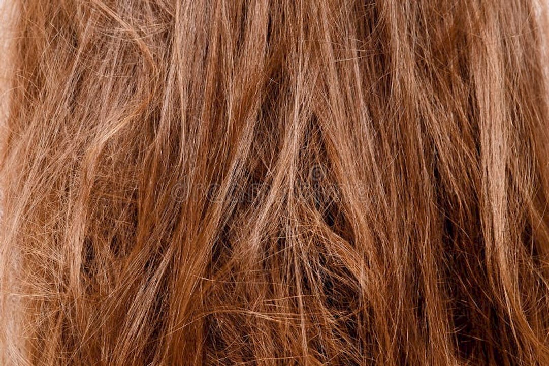 Texture of Damaged Female Hair Close-up on Gray Background ...