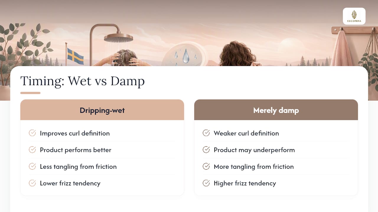 Comparison of wet and damp curl styling