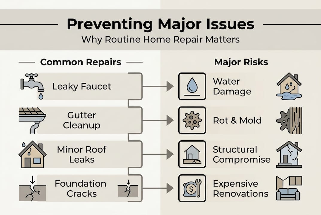 Infographic showing prevention of major home issues