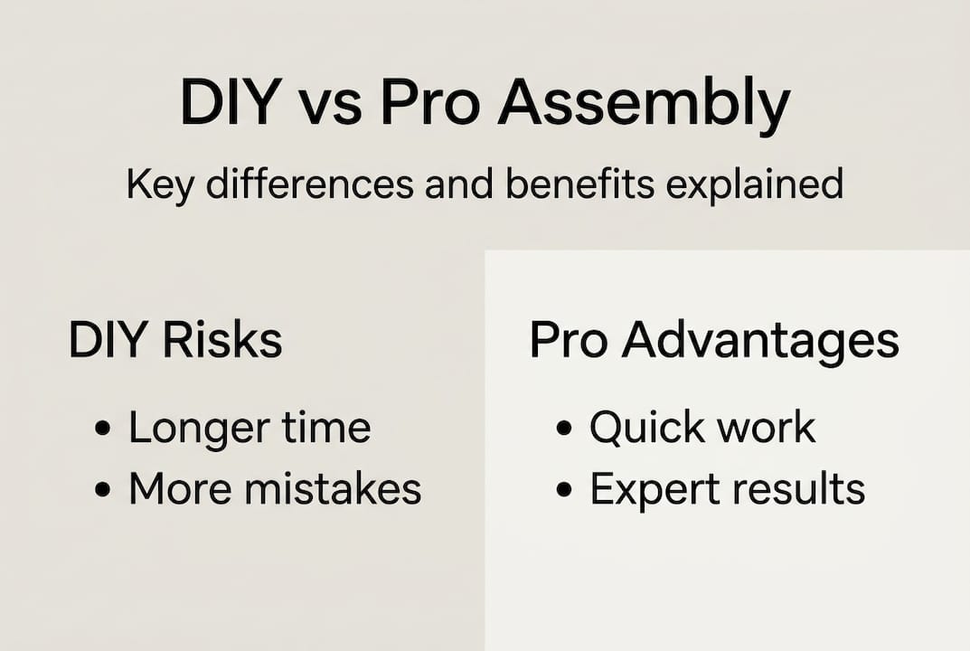Infographic comparing DIY and professional assembly