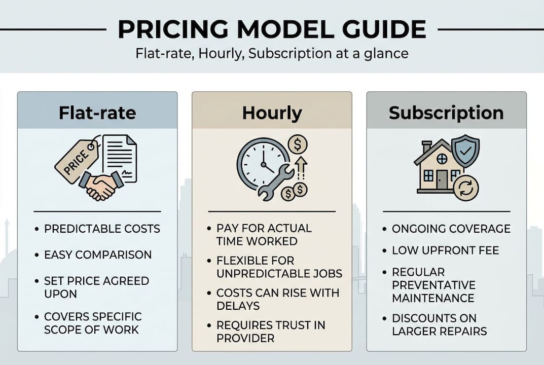 Infographic comparing home repair pricing models