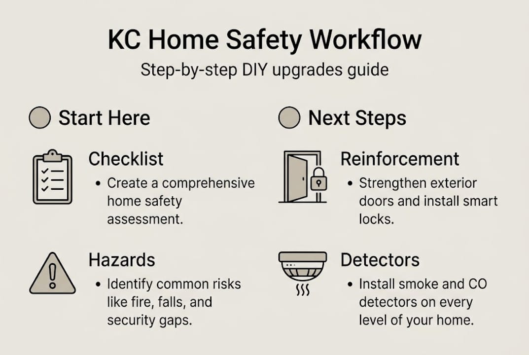 Infographic showing KC home safety workflow steps
