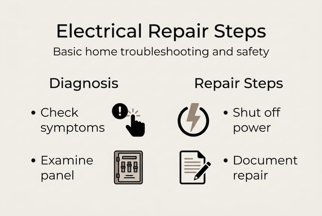 Infographic showing basic electrical repair steps