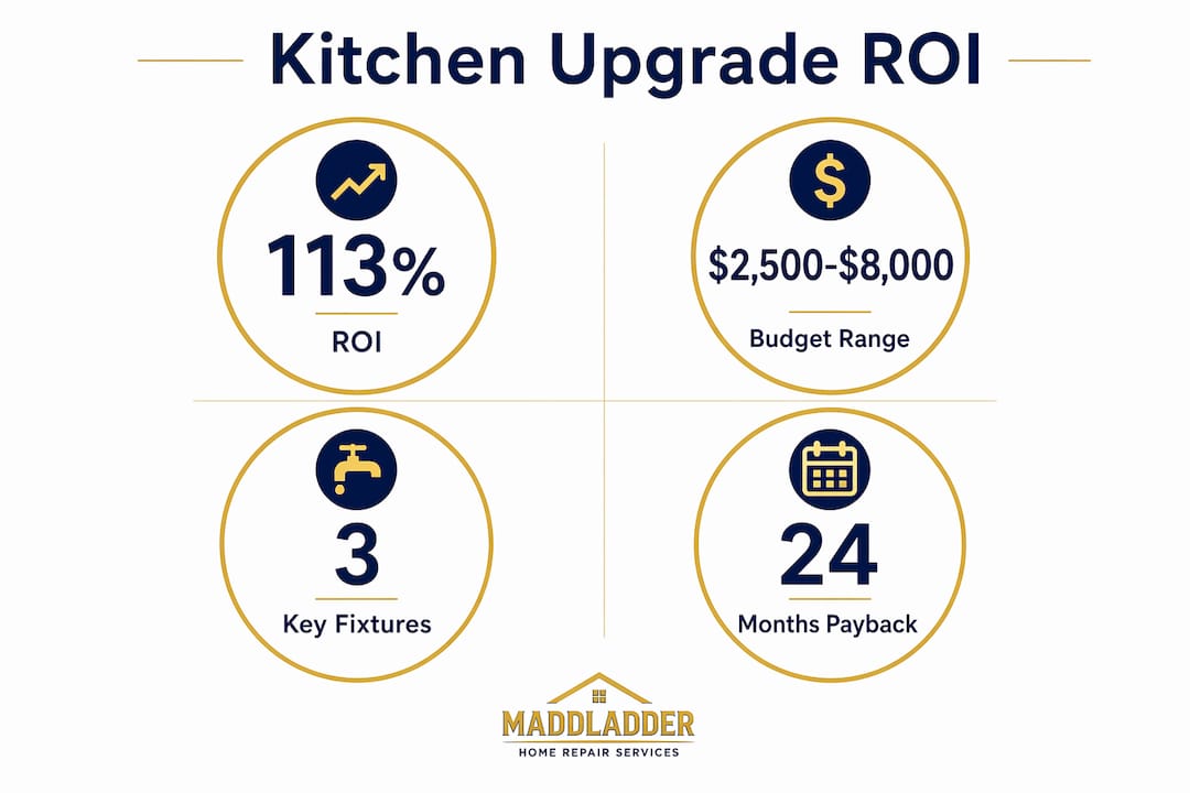 Infographic showing kitchen fixture upgrade key stats
