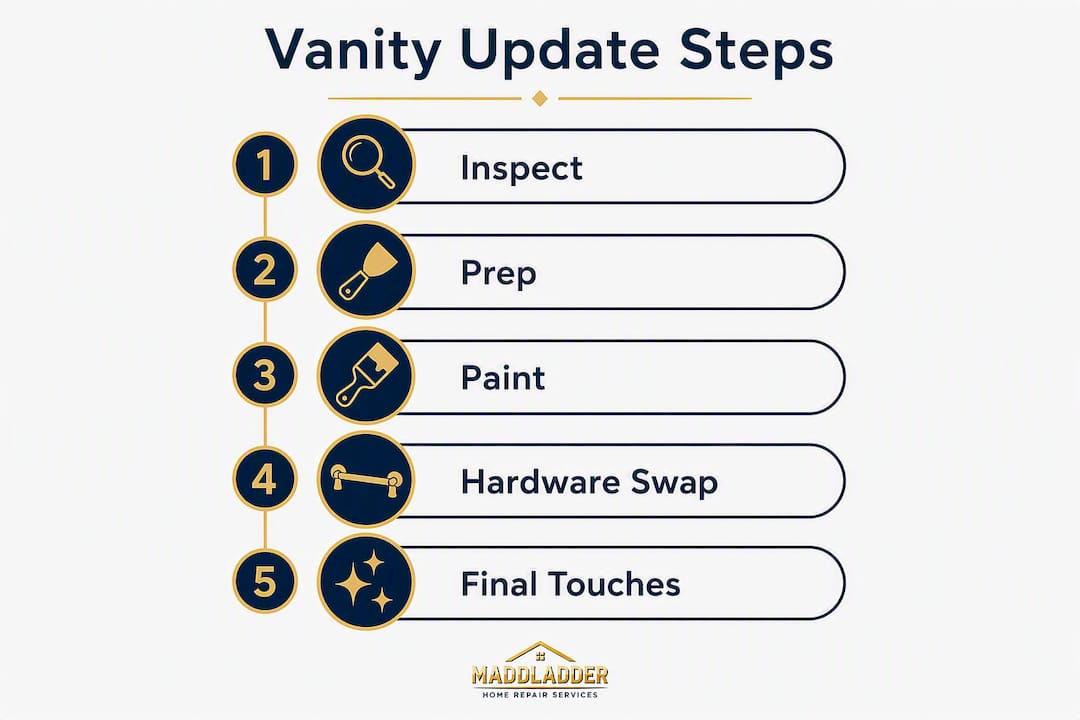 Infographic showing bathroom vanity update steps