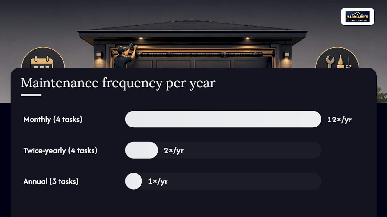 Garage door maintenance schedule infographic