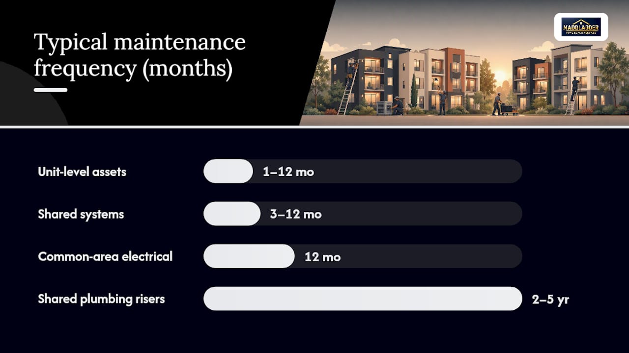 Comparison chart: shared-system versus unit-level maintenance