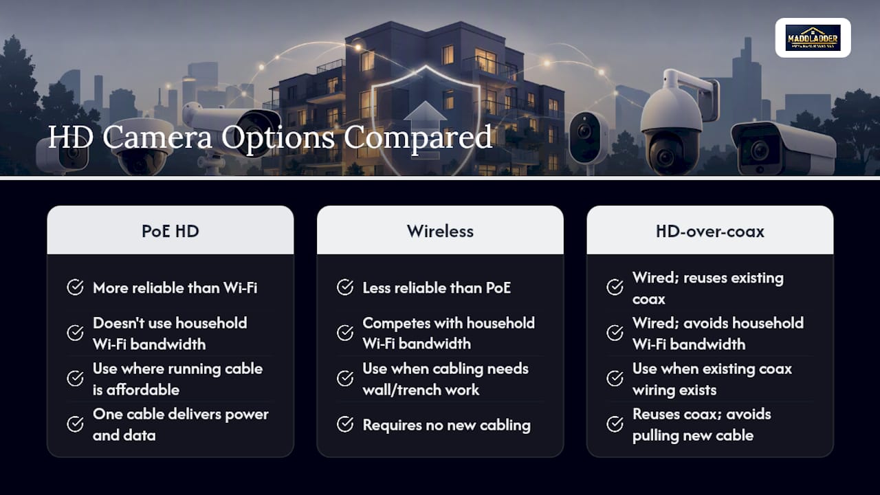 Comparison chart of security camera types