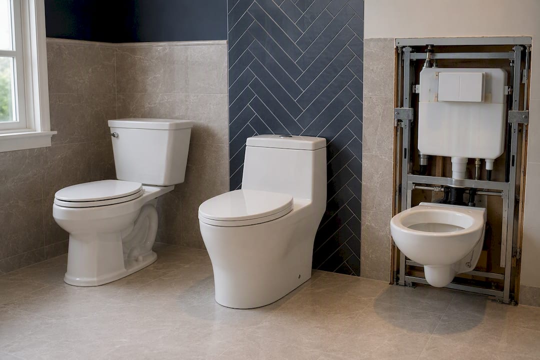 Three toilet types comparison layout