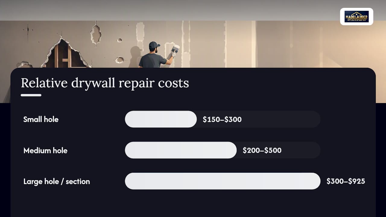 Drywall repair cost ranges by damage size