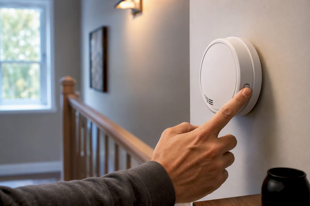 Hand testing reachable wall-mounted CO alarm