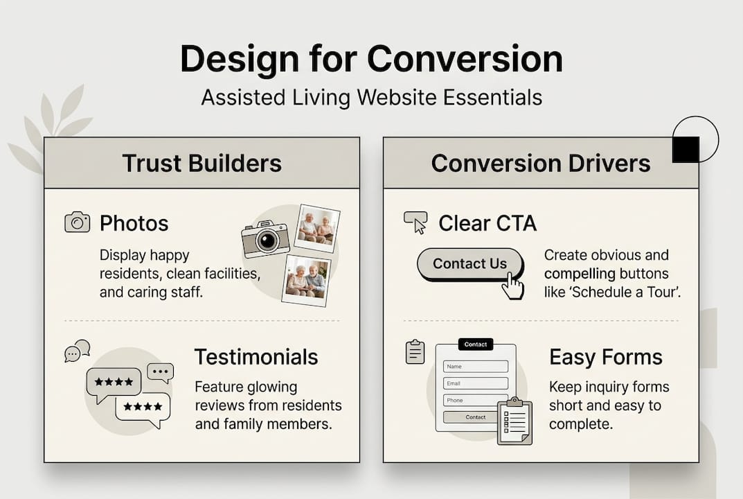 Infographic showing web design conversion essentials