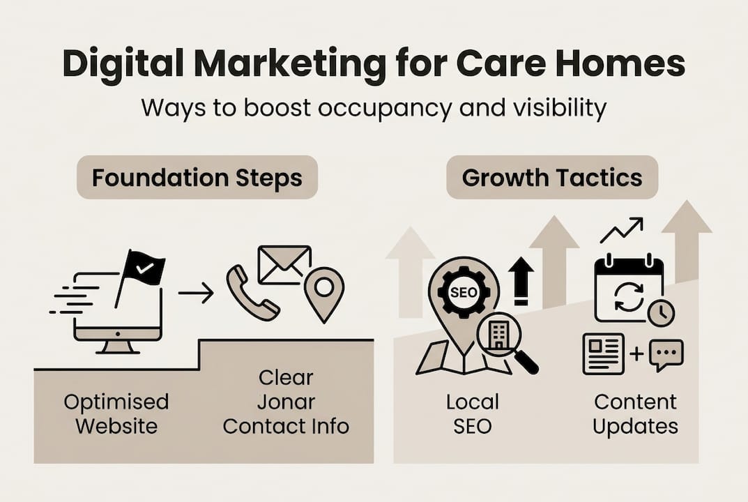 Infographic care home marketing steps and tactics