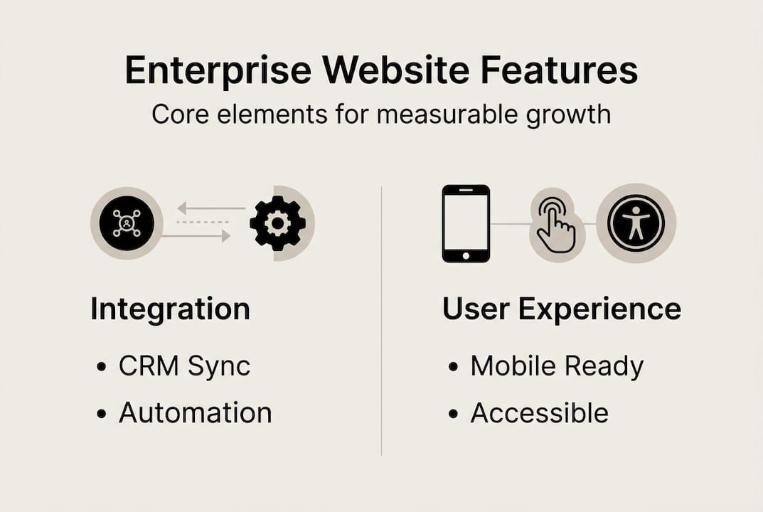 Infographic summarizing enterprise website key features