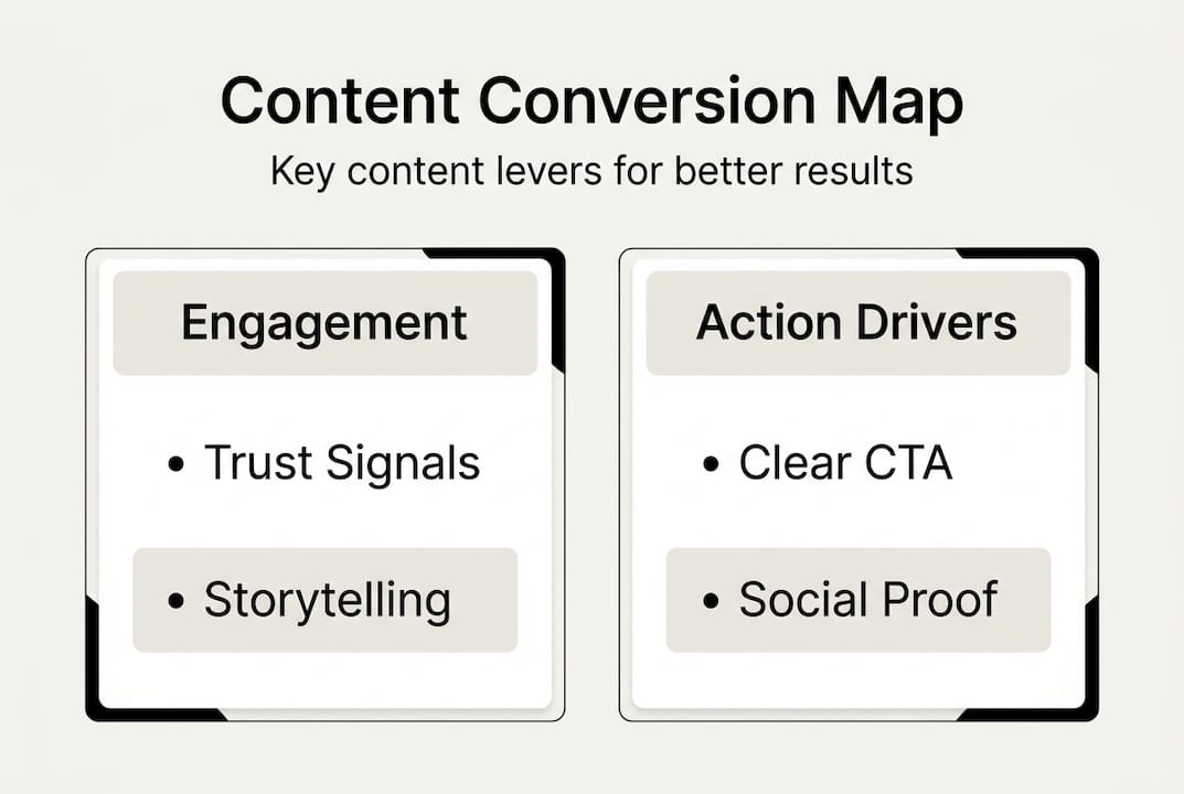 Infographic mapping content strategies for conversion