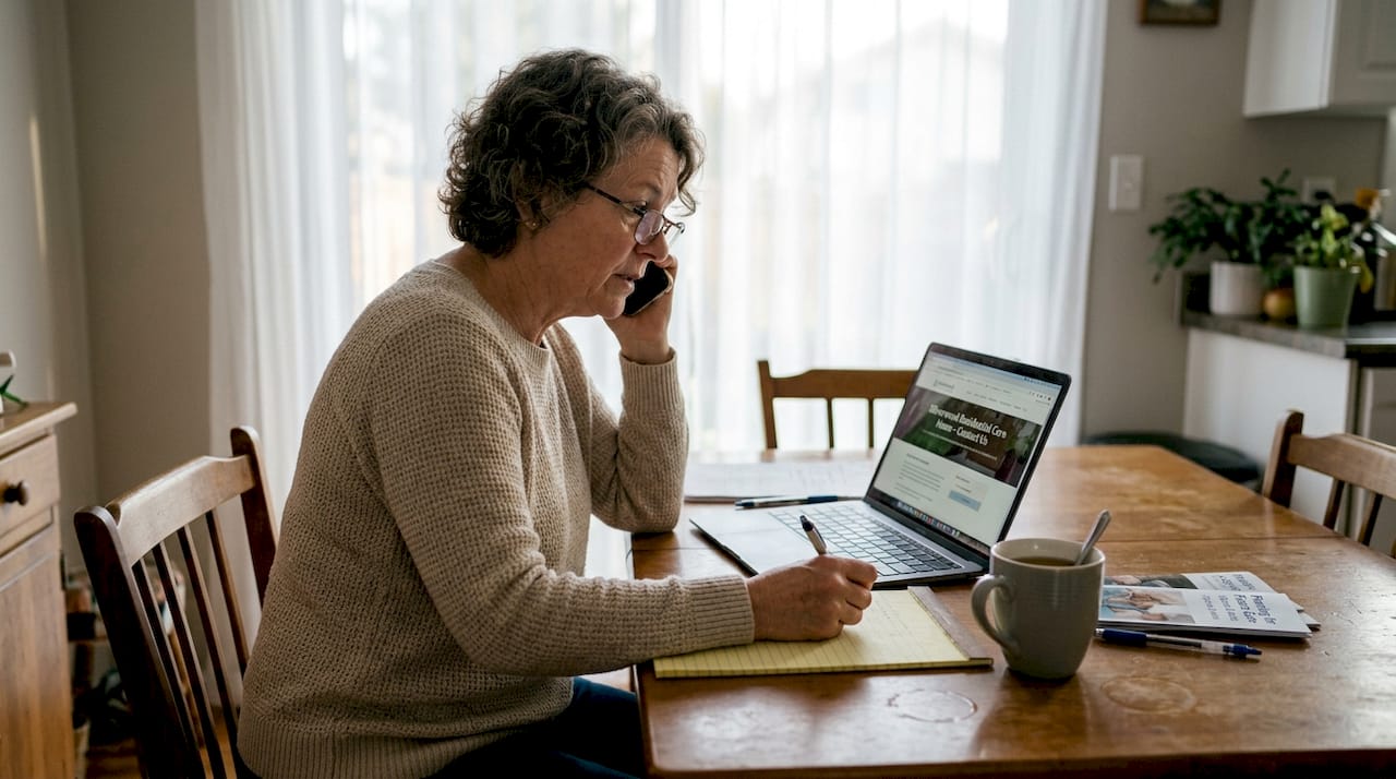 Woman researching assisted living options